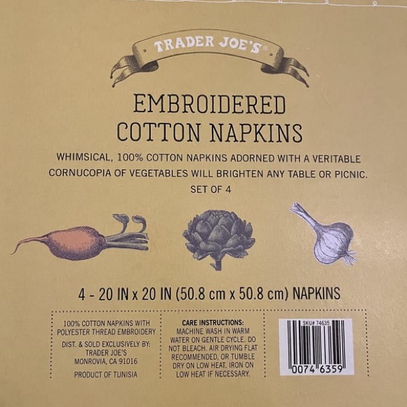 Embroidered Garden Dinner Napkins, 4 piece set - Picture 3 of 9